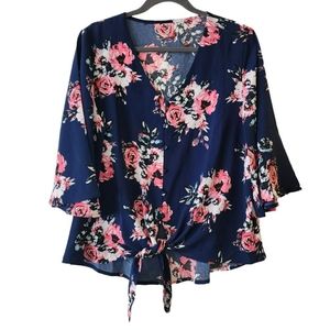 NWOT Women Flowy Floral Print Blouse -Size Large